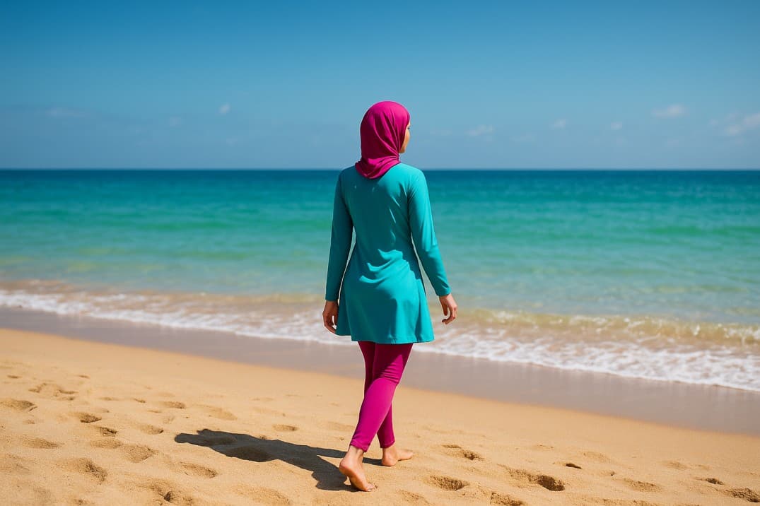 burkini-clad-modest-woman-walking-on-the-beach-sand