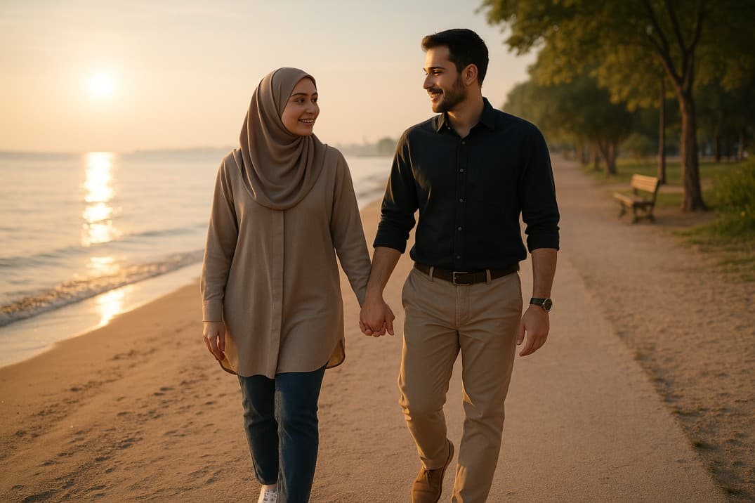 a-conservative-couple-walking-on-the-beach-of-a-halal-concept-hotel