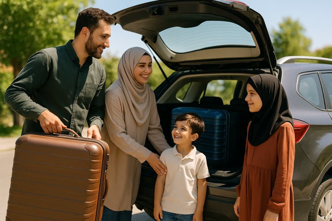 muhafazakar-aile-helal-tatil-dönüşü-valizlerini-araca-yerleştiriliyor