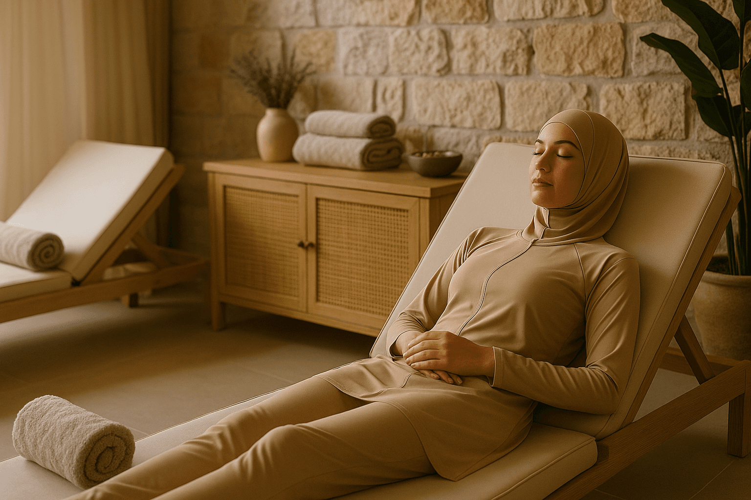 muslim-woman-relaxing-in-the-spa-area-of-a-halal-hotel
