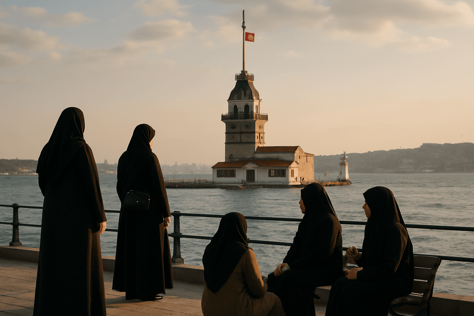 uskudar sahil kiz kulesi ve tarihi yarimada manzarasi